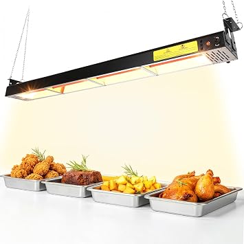 48-Inch Food Heat Lamp, 1350W Electric Strip Heater, Black 115V
