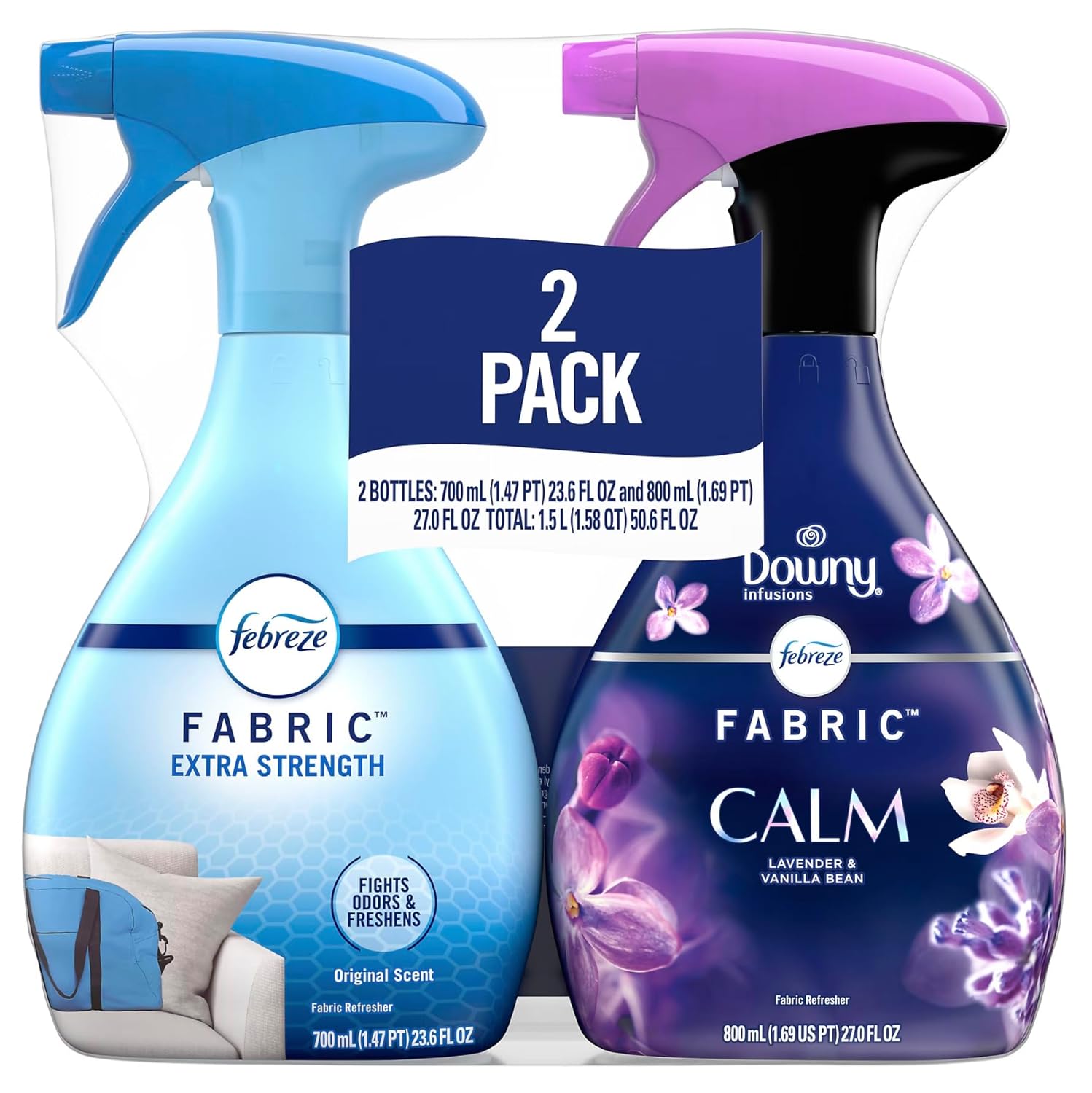 Febreze Fabric Refresher 2-Pack Extra Strength Original and Downy Calm Lavender Vanilla 50 6 fl oz Total