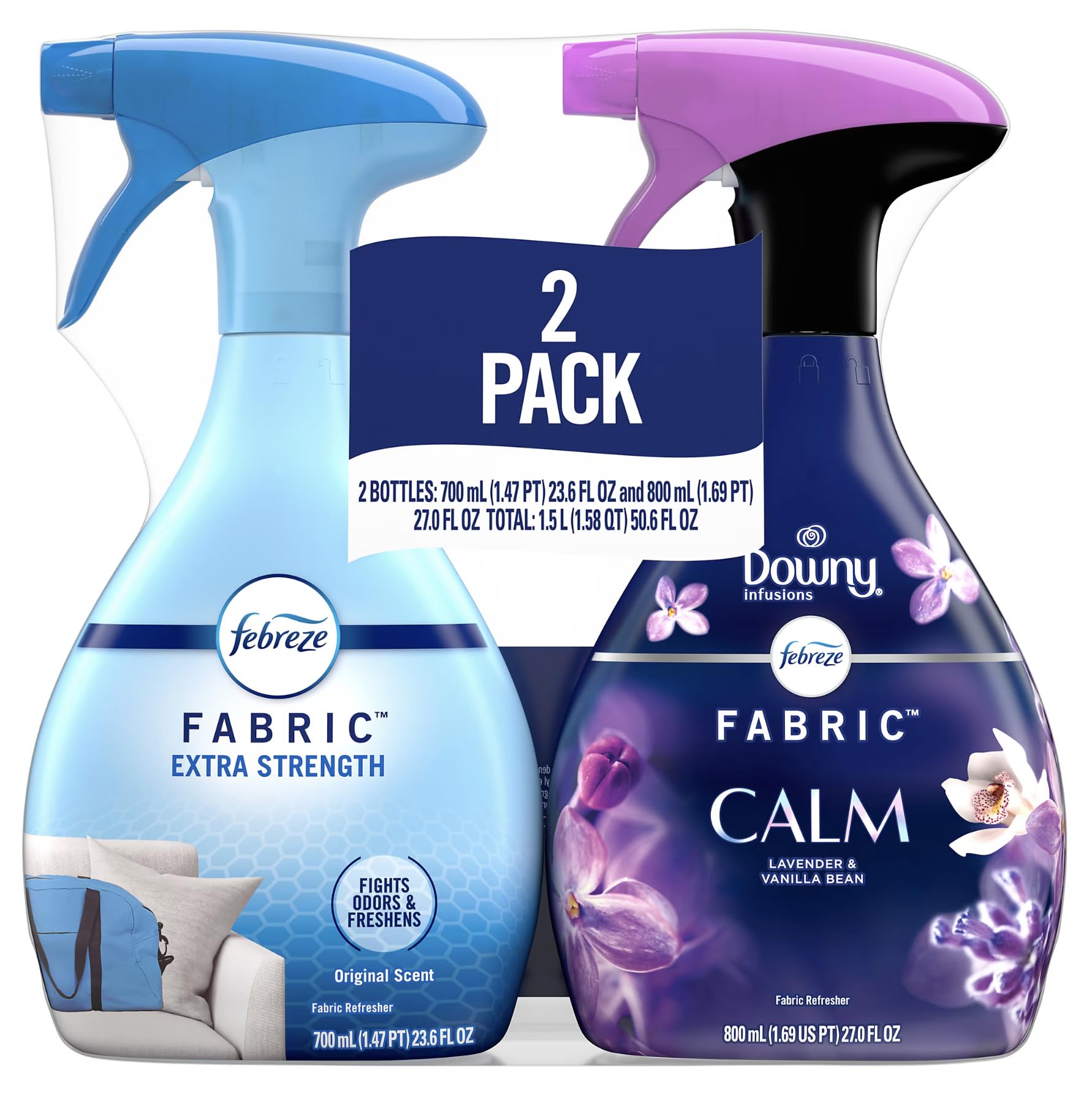 Febreze Fabric Refresher 2-Pack Extra Strength Original and Downy Calm Lavender Vanilla 50 6 fl oz Total