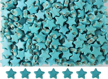 300pcs Turquoise Star Beads for Jewelry Making Natural Stone Lanyard Spacer Beads for Garland Keychain DIY Handmade Craft Necklace Bracelet Supplies