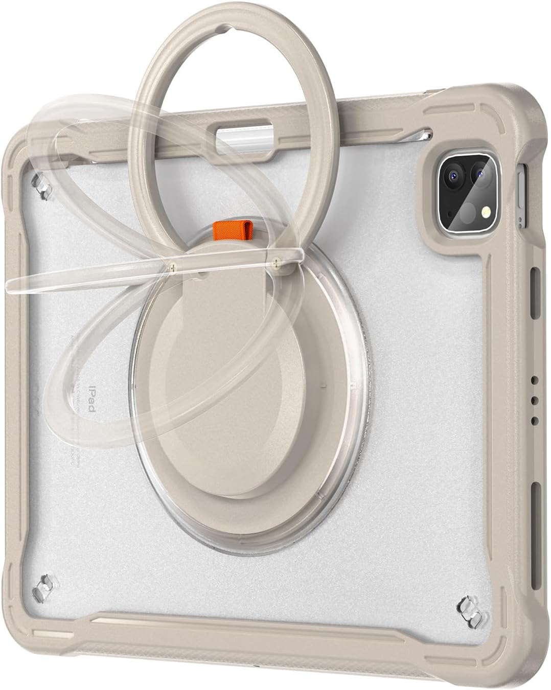Batianda Ultimate Case for iPad Pro 12.9-inch 2022 6th M2 /2021 (5rd Generation) / iPad Pro 12.9" 4th/3rd Gen Rugged Shockproof Tablet Cover with 360° Rotatable Kickstand & Shoulder Strap, Khaki