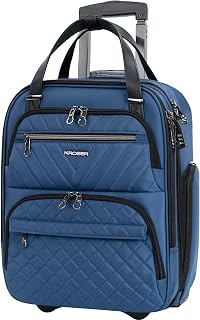 Carry On Underseat Multi-functional, 16-inch Underseater Lightweight Overnight Suitcase for Women, Haze Blue