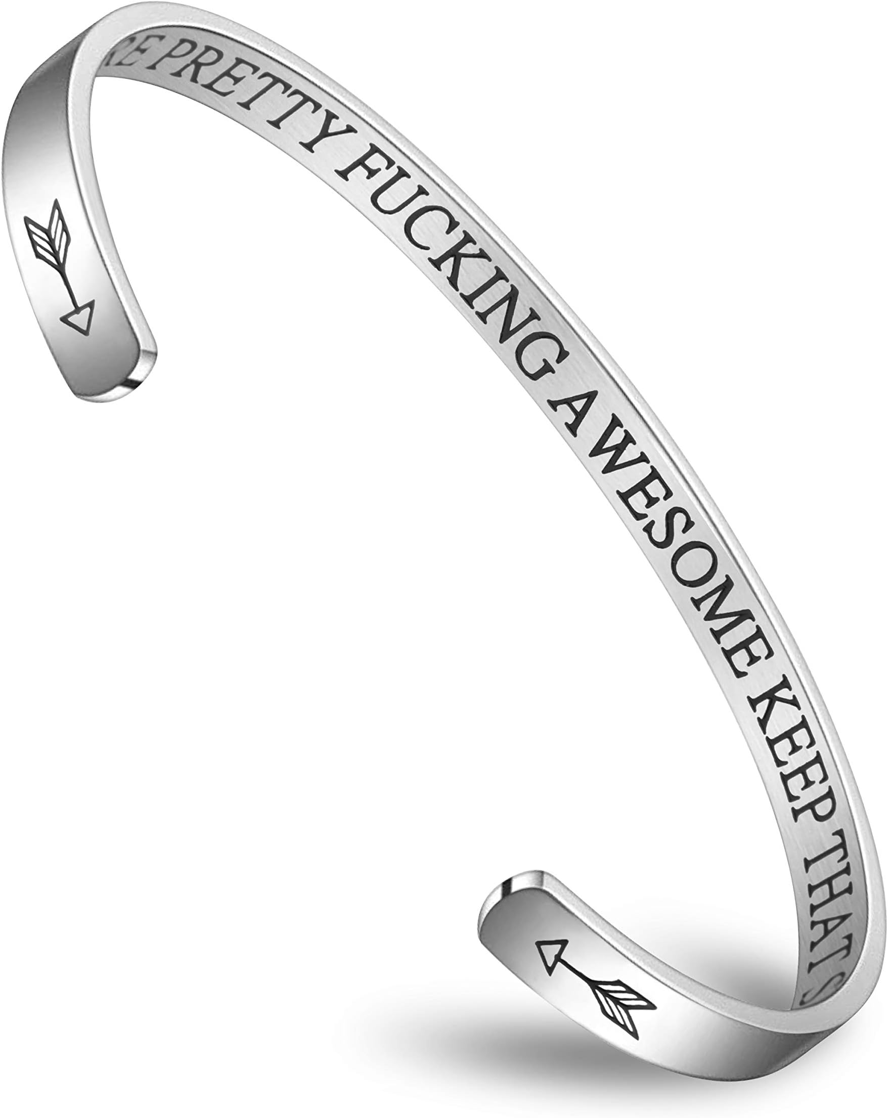 Thank You Gifts for Women Funny Birthday Gift for Sister Inspirational Cuff Bracelets Personalized Girls' Charm Under 10 Dollars You Are Awesome