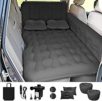 ISWEES Car Air Mattress for SUV Back Seat Trunk: 15cm Thick Inflatable Bed w/ Electric Pump, 2 Pillows, 2 Footrests, 650lbs Capacity - Black