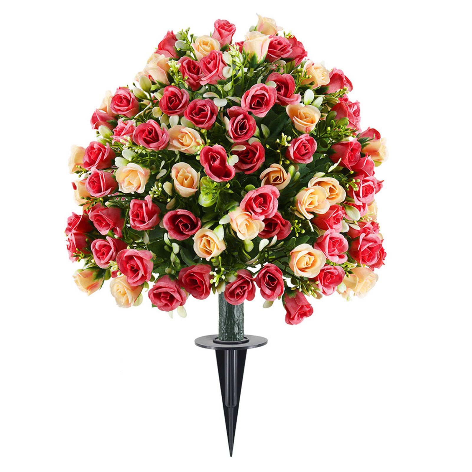 Generic Sztuczna Róża Topiary Zestaw Drzewek Kulistych 2 szt. Eleganckie Sztuczne Kwiaty do Ogrodu na Zewnątrz 23,6 Cala Plastik (Kamea Brązowa)