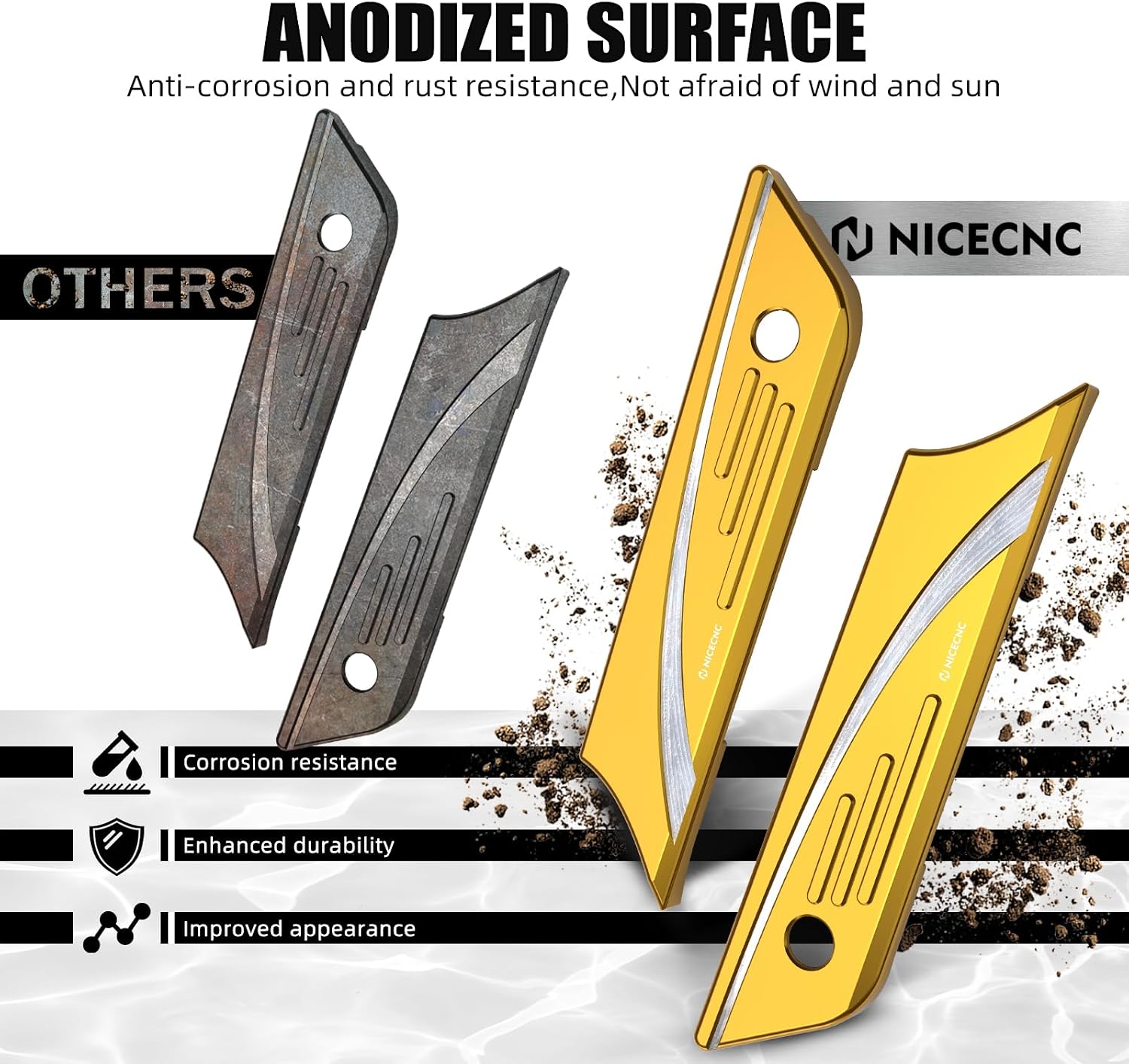 NICECNC Gold Saddlebag Latch Covers Saddlebag Face Plate Decorative Covers Replacement for 90200983(LH),90200984(RH) Compatible with Harley Street Glide FLHX 2014-2023, See Fitment