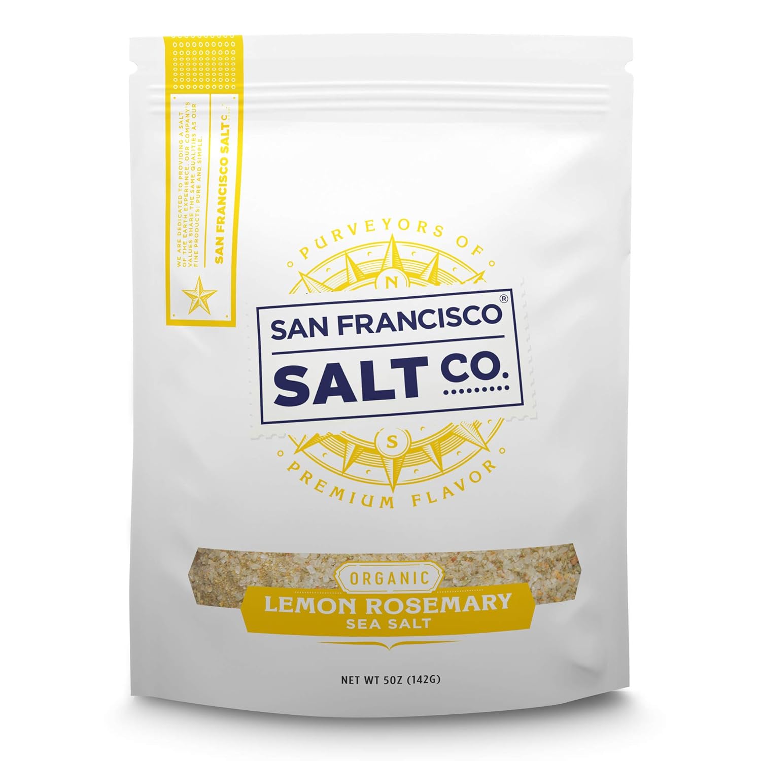 Organic Lemon Rosemary Sea Salt 5 oz. Pouch by San Francisco Salt Company : Grocery & Gourmet Food