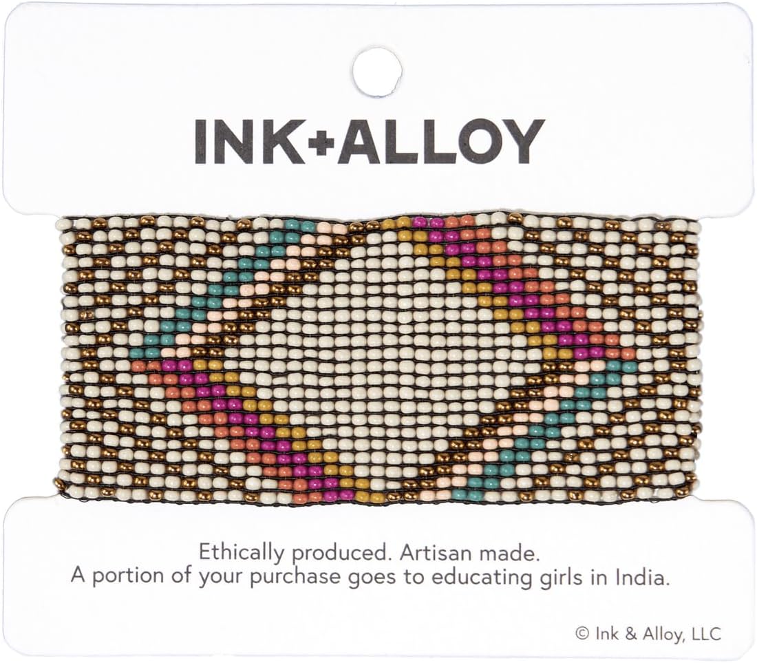 INK + ALLOY Beaded Bracelets for Women, Penelope Boho Seed Bead Stretch Cuff Bracelet, Handmade Jewelry for the Modern Bohemian, 1.5-Inch Width