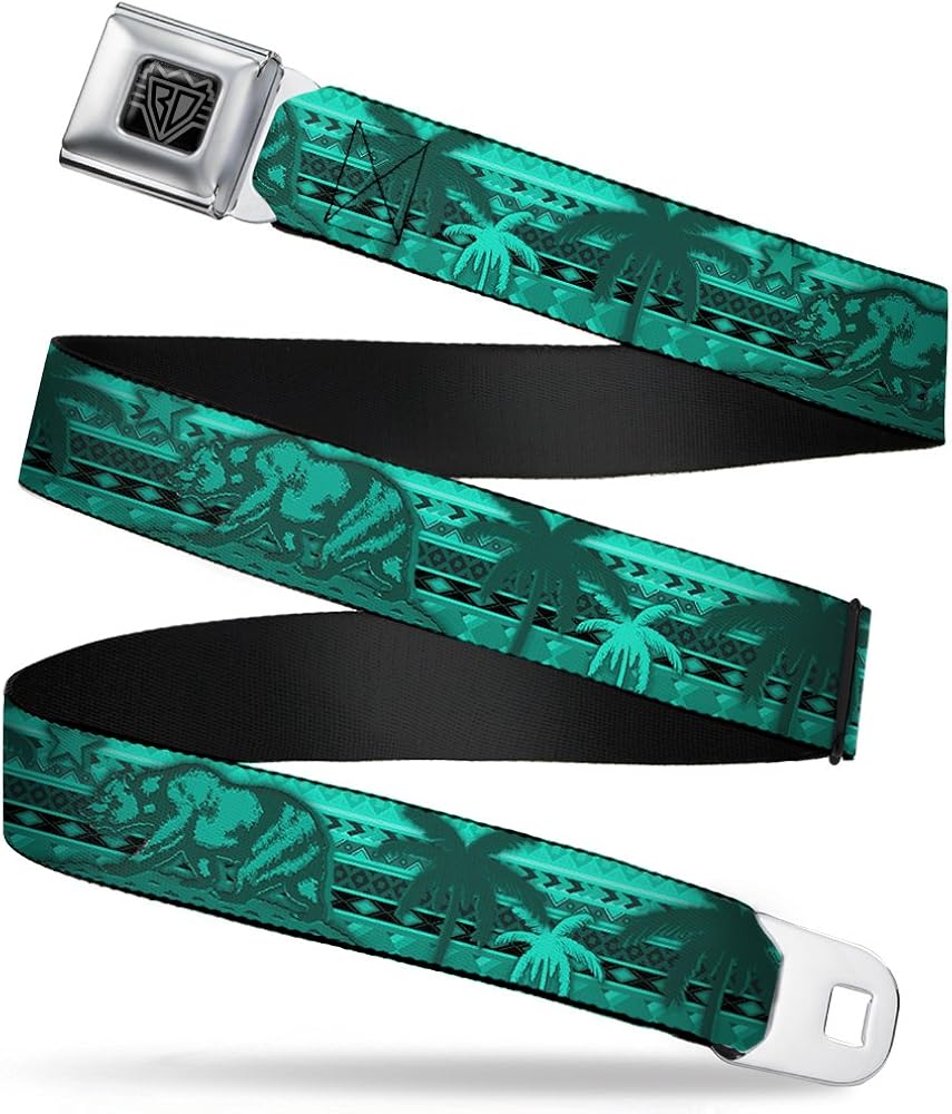 Buckle-Down Seatbelt Belt - Cali Bear/Palm Trees/Geometric Green - 1.0" Wide - 20-36 Inches in Length : Clothing, Shoes & Jewelry