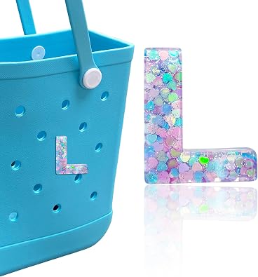Letter Charms for Bogg Bag, Alphabet Purple Love Sequin Lettering Accessories Charms for Bogg and Simply Southern Bag, Insert Decorative Letters Charm for Handbag Beach Tote Bag.