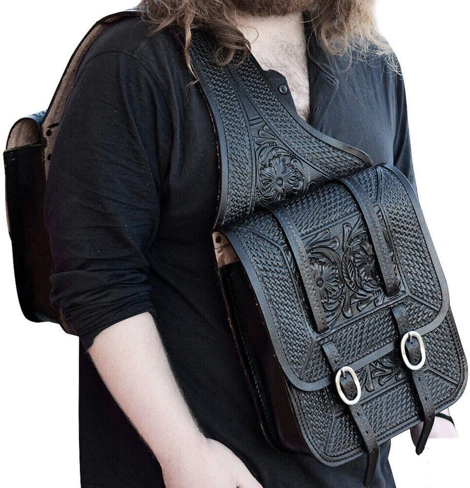 Premium Western Leather Saddle Bag for Horse Carrier Equestrian Western Horse Saddle Bag Size- Medium. Model-N0-11