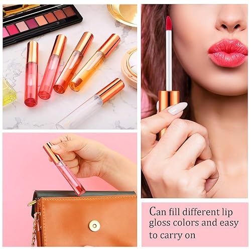 Miniatura 5 de Nuanchu 100 tubos vacíos de brillo de labios de 0.3 fl oz (0.3 fl oz) transparentes, mini recipientes de bálsamo recargable, recipientes de plástico