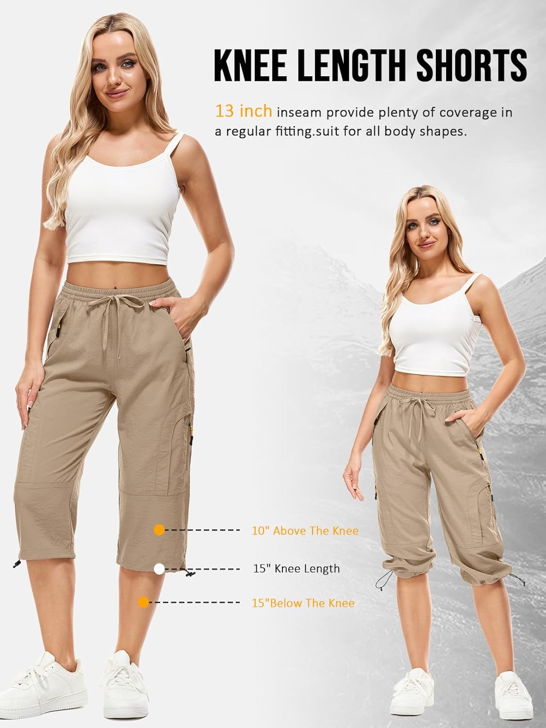 Women's Cargo Capris Pants Casual Hiking Pants Lightweight Quick Dry Travel Summer Pants for Women - Image 4