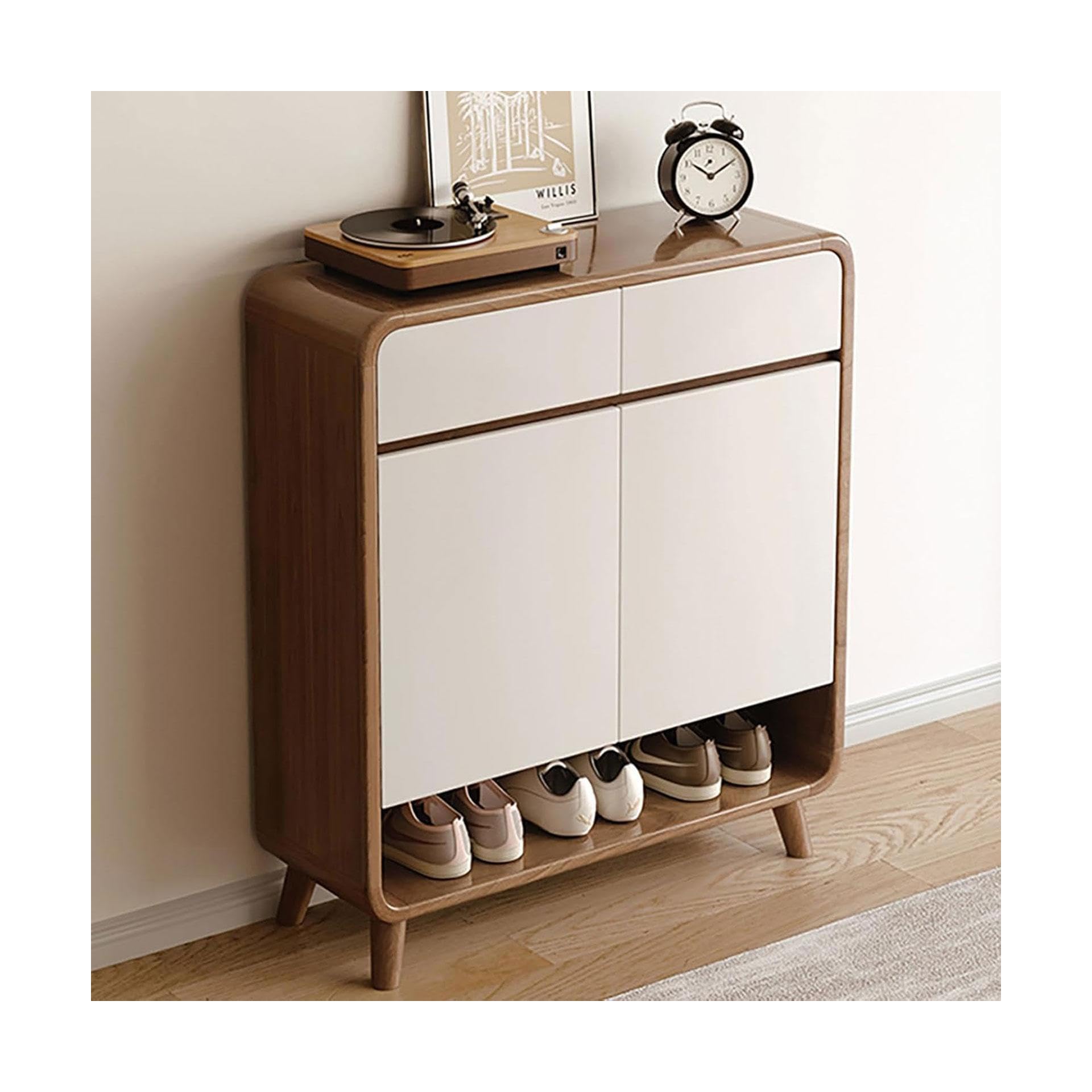POLGDW Solid Wood Shoe Rack with Adjustable Shelves Elegant Indoor Storage Furniture for Home Entryway Hallway and Foyer Versatile Shoe nizer for Any Space.