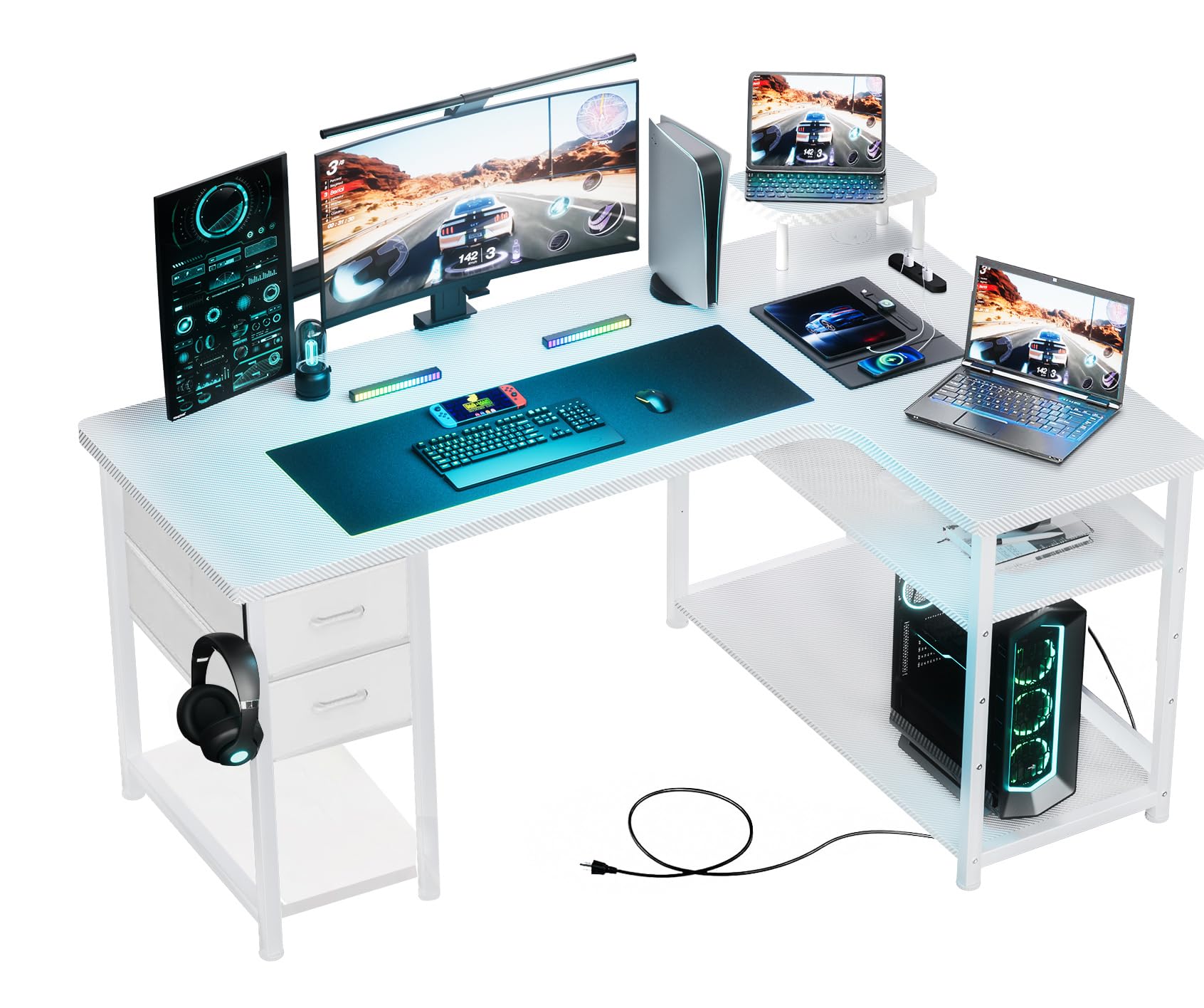 GTRACING ゲーミングデスク パソコンデスク L字 コンセント付き Amazon.co.jp: GTRACING ゲーミングデスク パソコンデスク L字