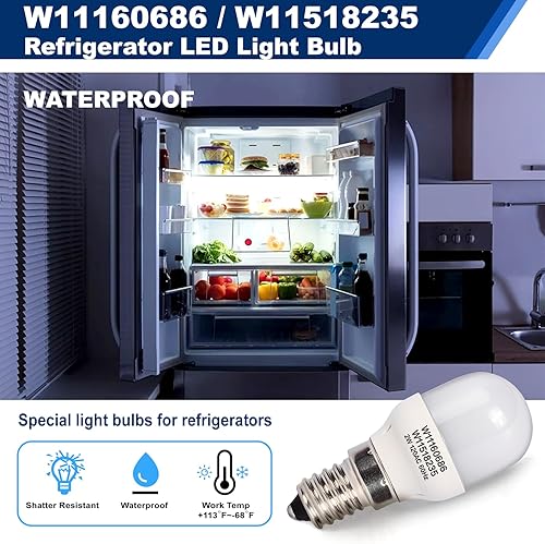 Miniatura 4 de W11160686 W11518235 Bombilla LED para refrigerador compatible con Whirlpool Kenmore Nevera 120V 2W Piezas de repuesto