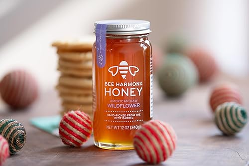 Miniatura 3 de Bee Harmony American Raw Wildflower Honey, 12 onzas (paquete de 2 tarros)