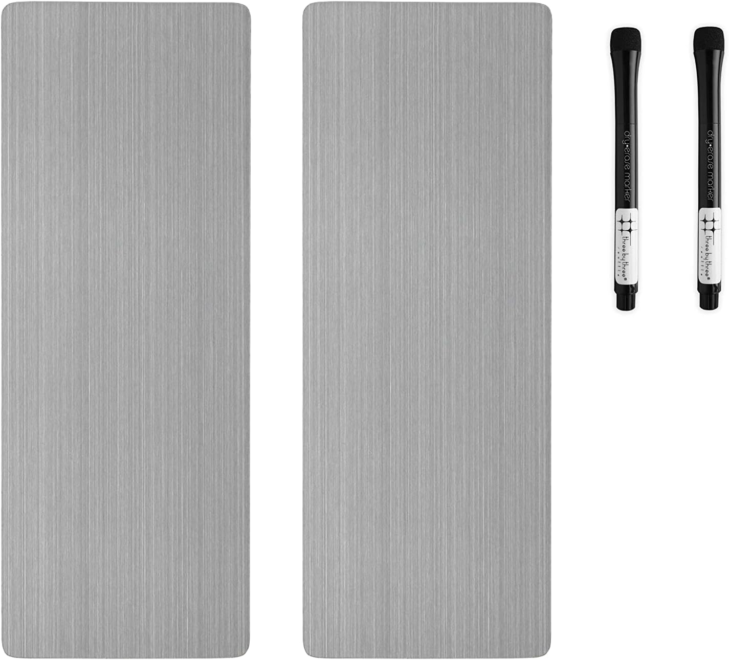 Three by Three Seattle enLister™ 4x11 Dry-Erase Magnetic Board with Dry Erase Marker: Chic Magnetic Organizer for Your Lists, 2 Pack with 2 Markers