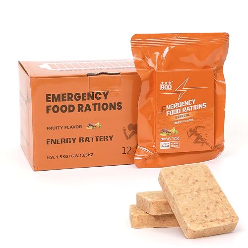 Emergency Food Bars - Fruity Hardtack, Mre Meals Military 2025, Emergency Meals Ration Bars, Camping Hiking Survival Food High Calorie Bars, 12 Count, Long Shelf Life - 90fruitybox