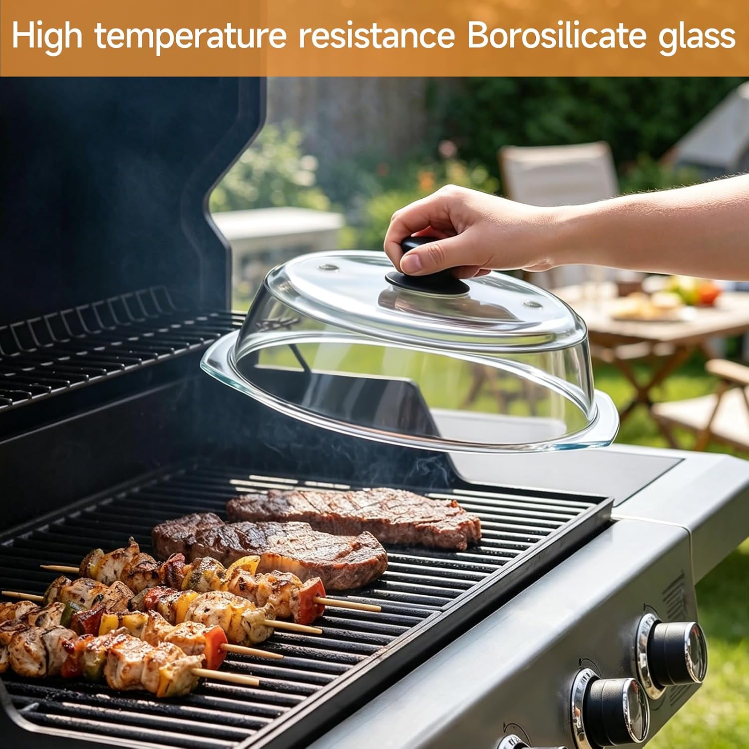 10" Tall Glass Microwave Splatter Cover with Silicone Handle, Borosilicate Glass Microwave Cover for Food, 2 Steam Vents, Dishwasher Safe & BPA-Free