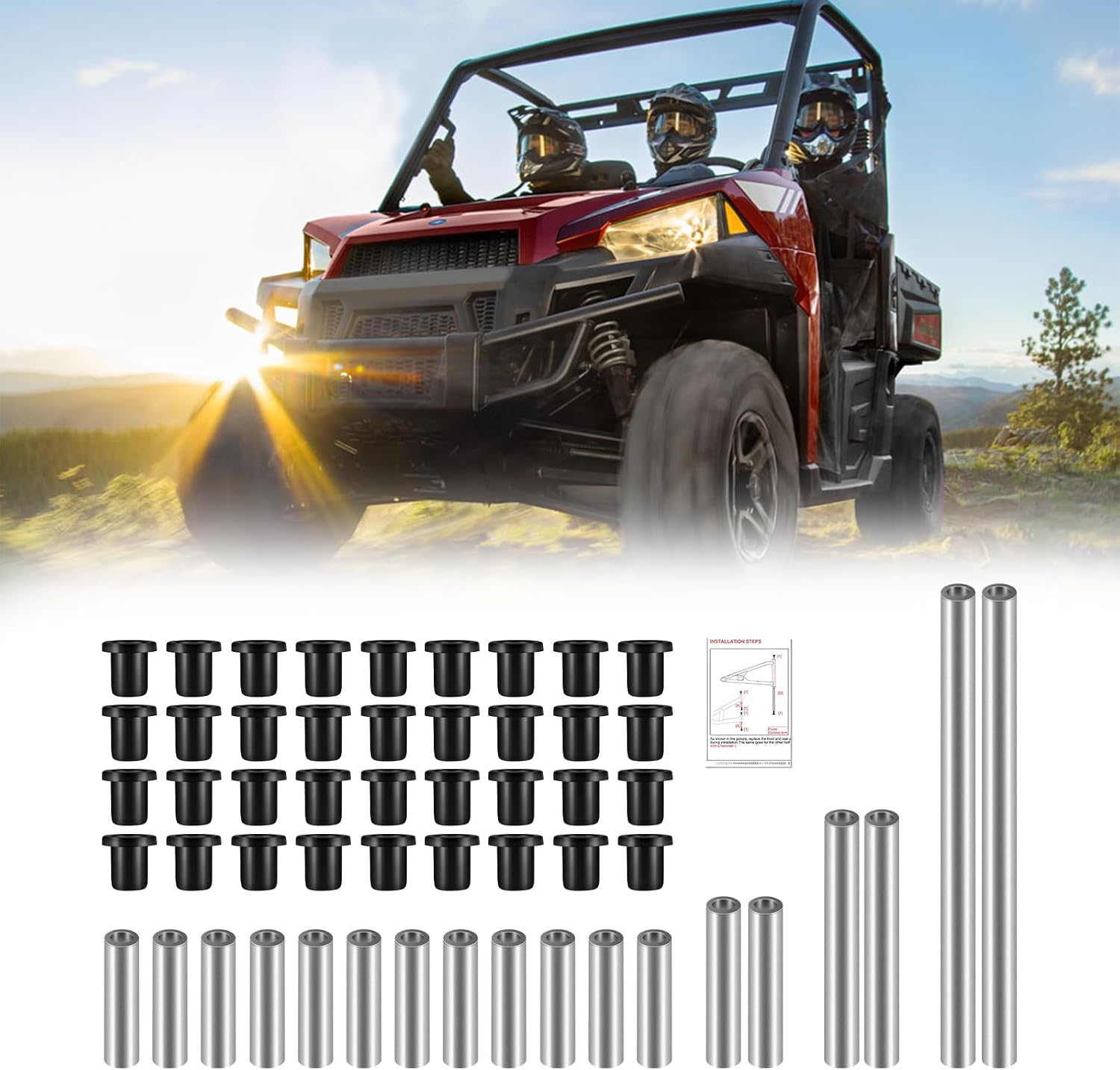 StarknightMT Control Arm Bushing Kit Replacement A-Arm Bushing Kit Compatible with 2013+ Polaris Ranger XP 900/XP 900 Crew 2017-2018 Polaris Ranger XP 1000 Crew 2015-2018 Polaris Ranger 1000 Diesel