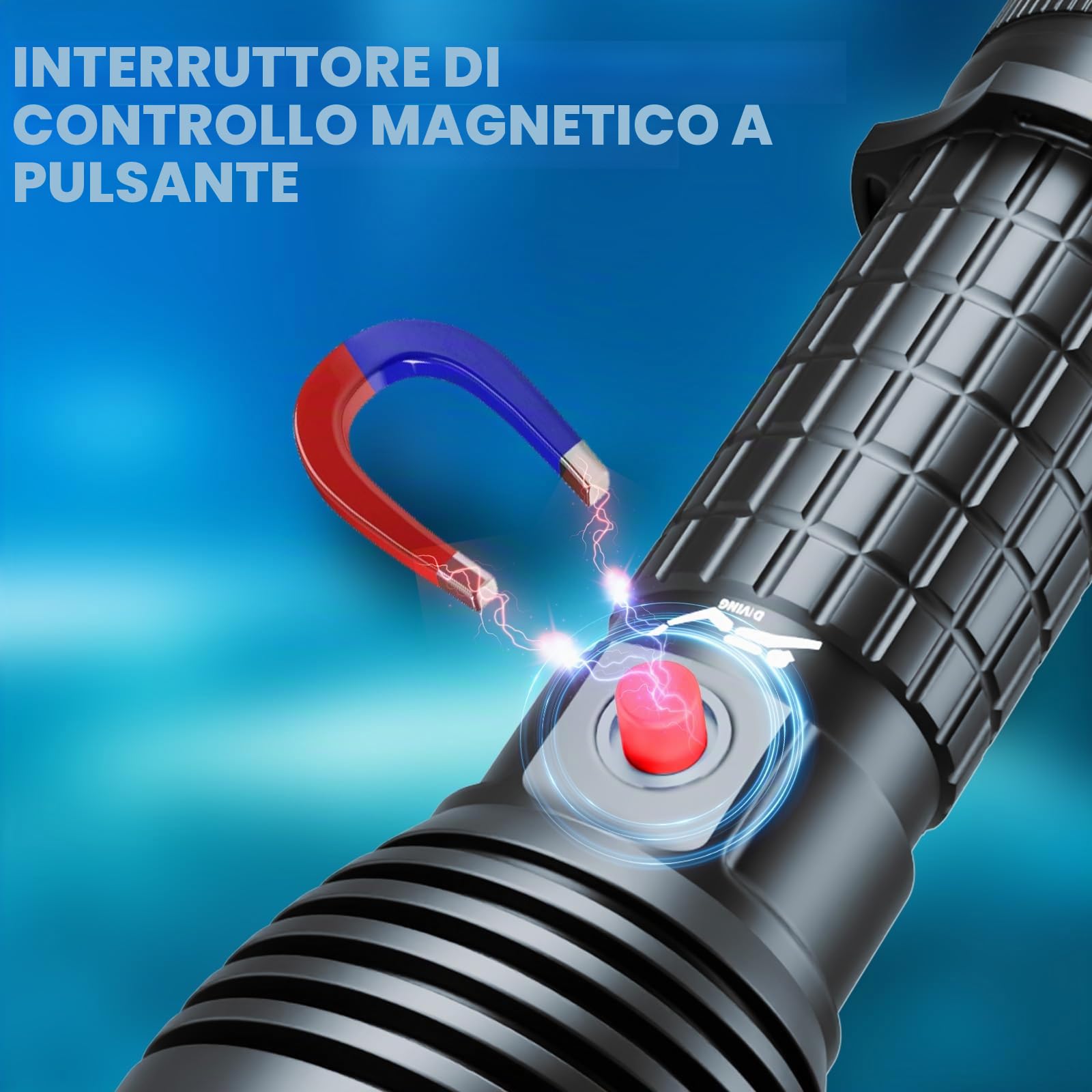Torcia subacquea 2000 lumen, torcia subacquea a LED con 3 modalità, luce subacquea notturna IPX8 a prova di acqua, luce subacquea professionale per lo snorkeling