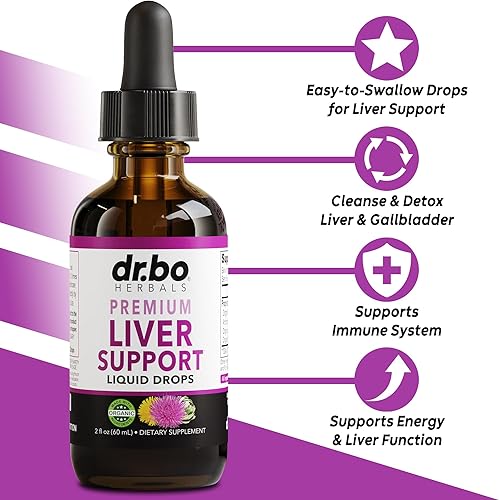 Miniatura 2 de Liver Cleanse Detox & Repair Organic - Suplemento natural de apoyo hepático gotas líquidas, diente de león de cardo mariano, extracto de piedra