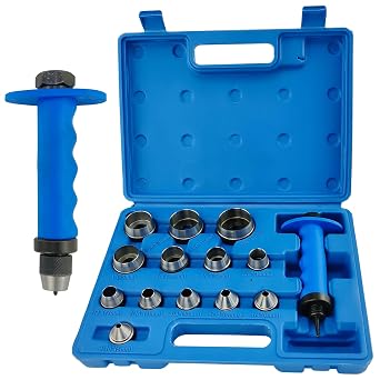 14Pcs 14 in 1 Gasket Hollow Punch Kit, 14Pcs Hollow Leather Hole Punch Set 3/16" to 1-3/8"5mm-35mm Sizes with Storage Case for Plastic, Rubber, Leather Crafting