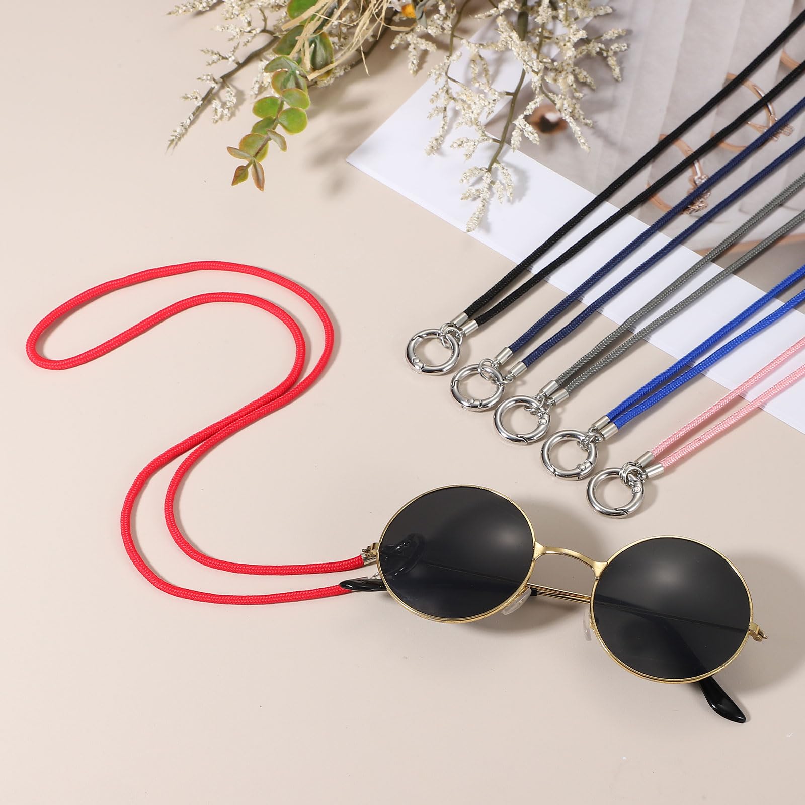 QUARKZMAN Cordino per OcchialeLaccetti per Occhiali Cinturino Anti-Smarrimento da Sole Catenella Occhiali Morbido e Portatile per Vista con Anello in Lega per Uomo e Donna