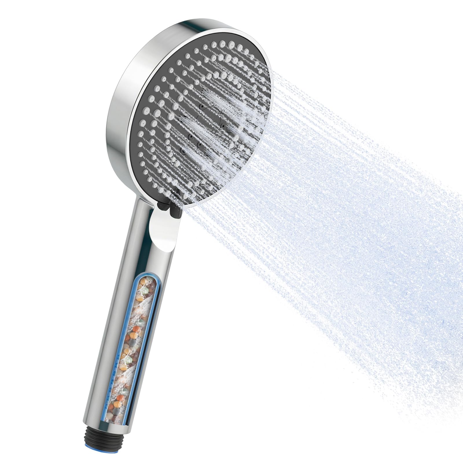 OFFO Handheld Shower Head with Filter, 20 Stage Shower Head with Filters for Hard Water, High Pressure 6-Mode Shower Head to Remove Chlorine, Chrome