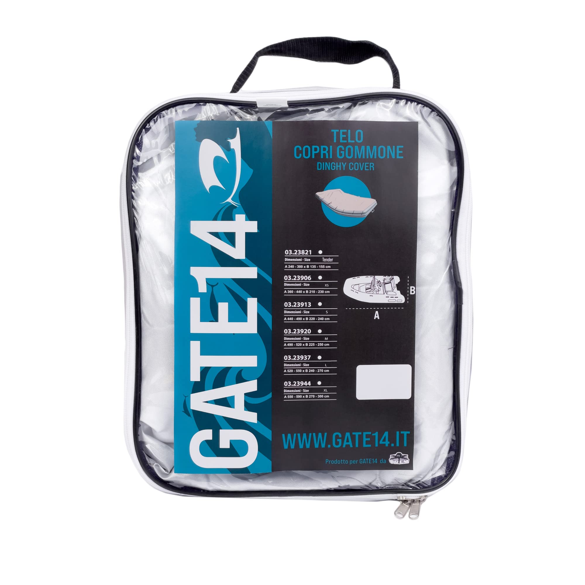GATE14® Telo Coprigommone Impermeabile per Ricovero in Poliestere 210D Anti-UV Compatibile con Gommoni Taglia XL