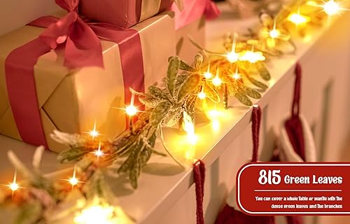 Miniatura 4 de Guirnalda de Navidad de 6.6 pies, guirnalda de fiesta 2023 con guirnalda de luces LED, planta vegetal, cono de pino y bayas para decoraciones de