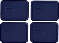 Vista 4 de Pyrex 7210-PC Tapas rectangulares para platos de vidrio, color azul, 3 tazas, Azul oscuro, azul marino