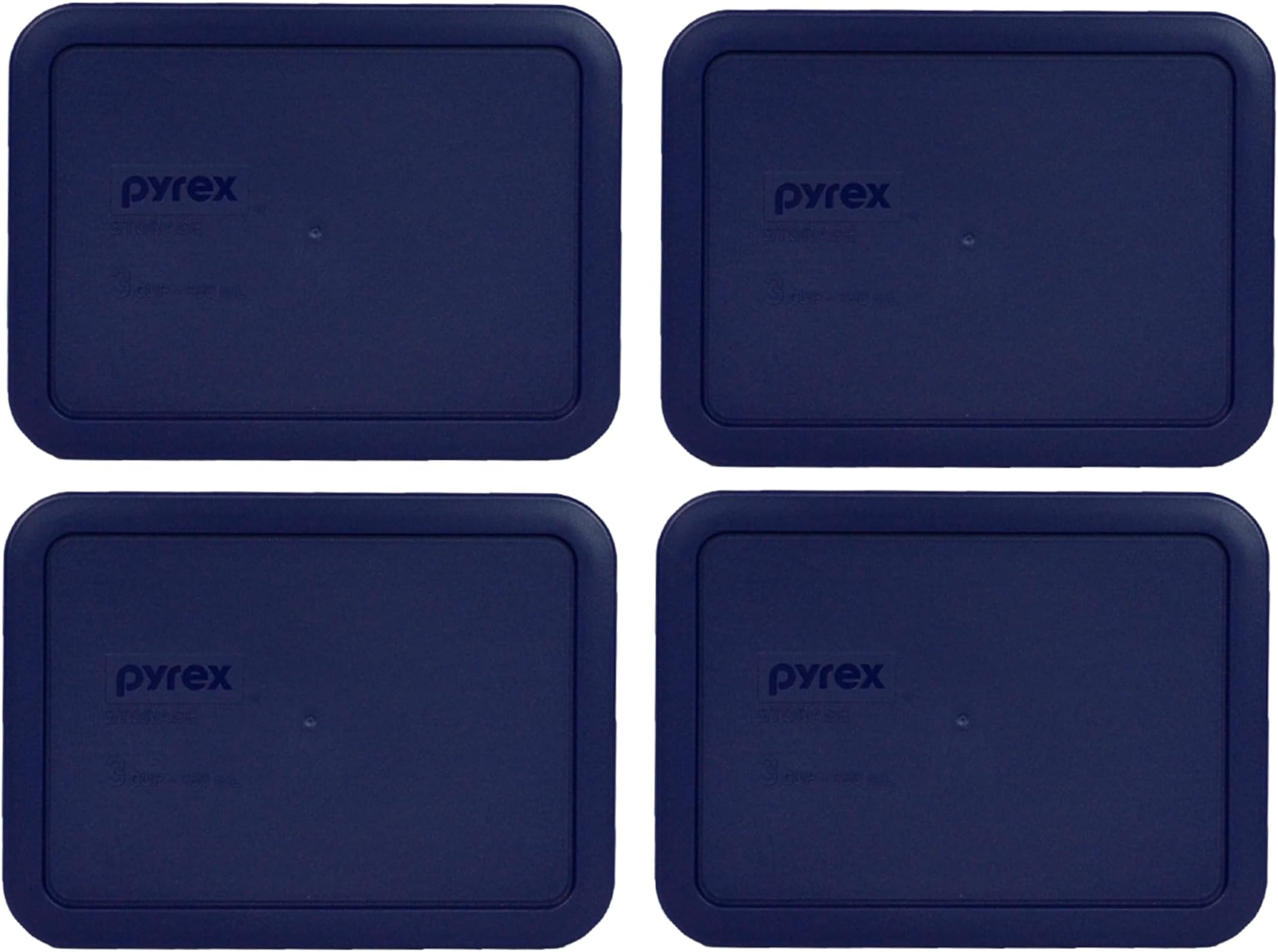 Pyrex 7210-PC 3 Cup Blue Food Storage Replacement Lid (4-Pack) - Made in USA