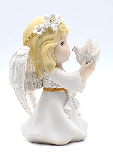 Miniatura 3 de Comfy Hour Colección Faith and Hope - Figura de ángel y paloma de la paz arrodillada, recuerdo, mi primera comunión, poliresina