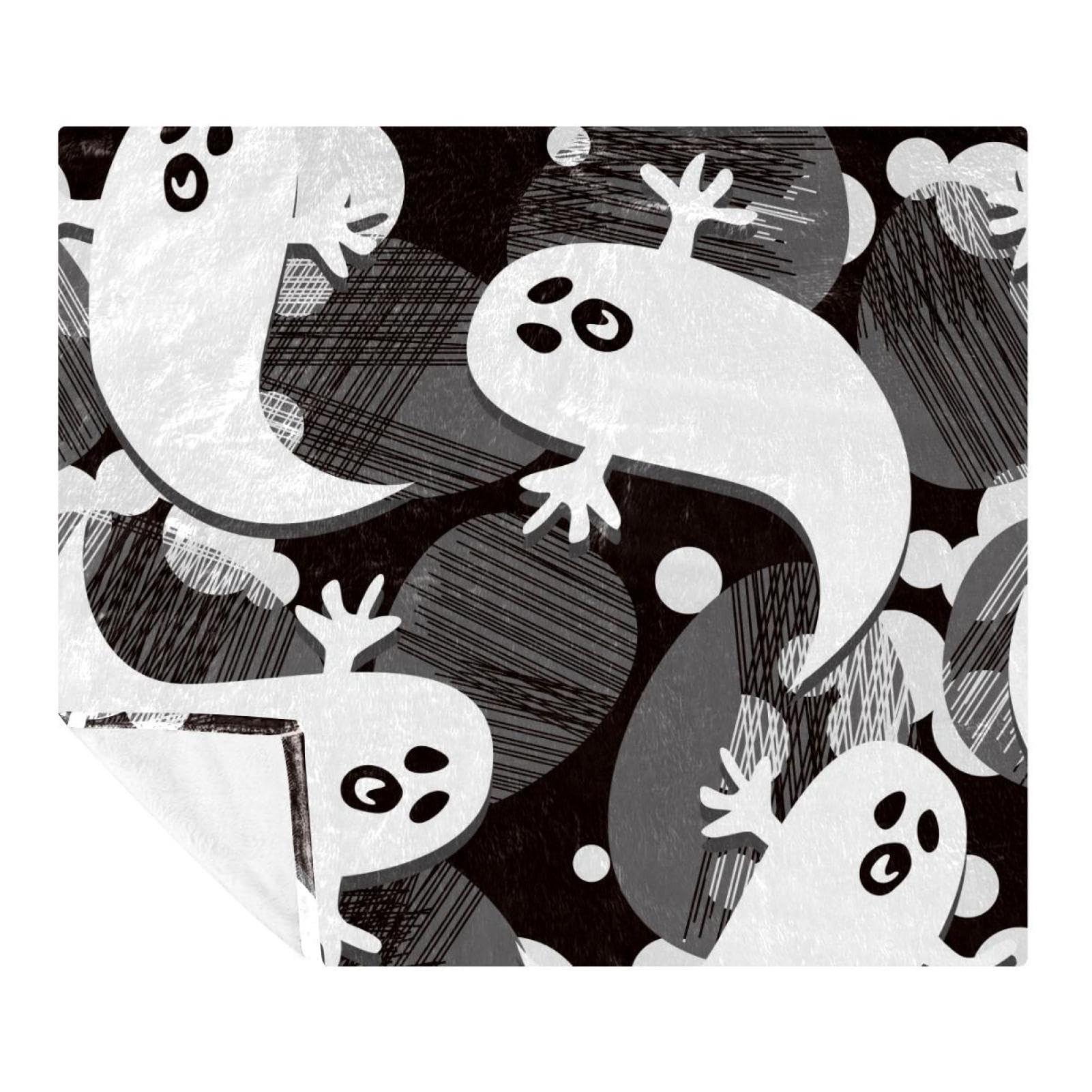 Couverture polaire douce en microfibre légère thermo-régulatrice motif fantôme