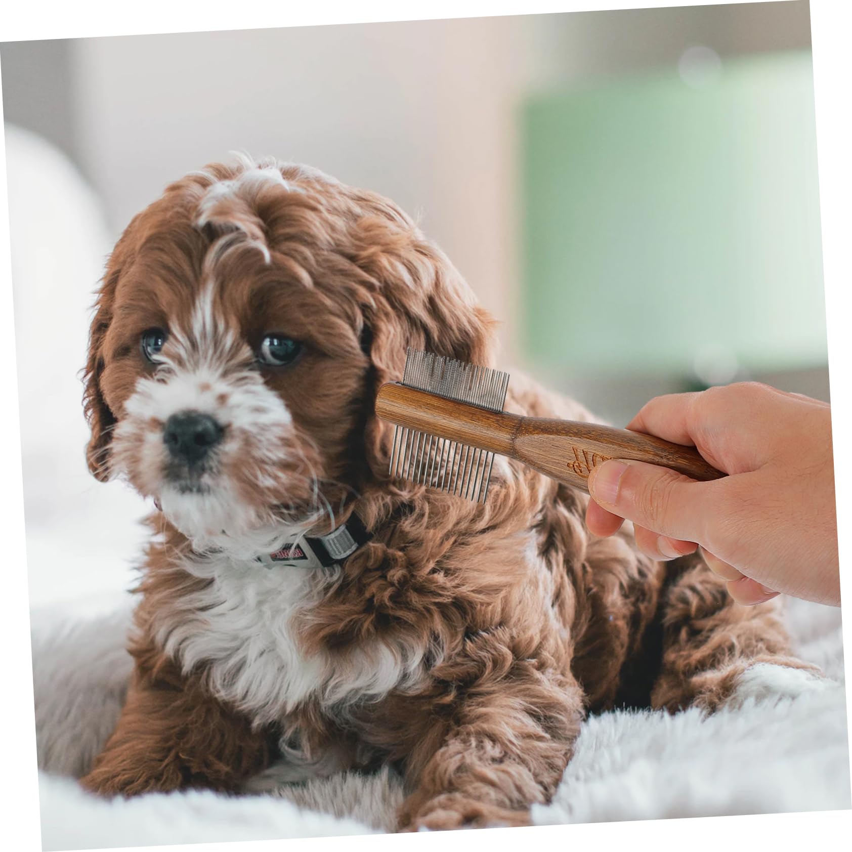 Happyyami 3piezas Peine De Mascotas Para Perros y Gatos Cepillo Deshedding De Doble Mango Ergonómico Herramienta De Cuidado y Limpieza Para Eliminar Pelo Muerto y Flotante