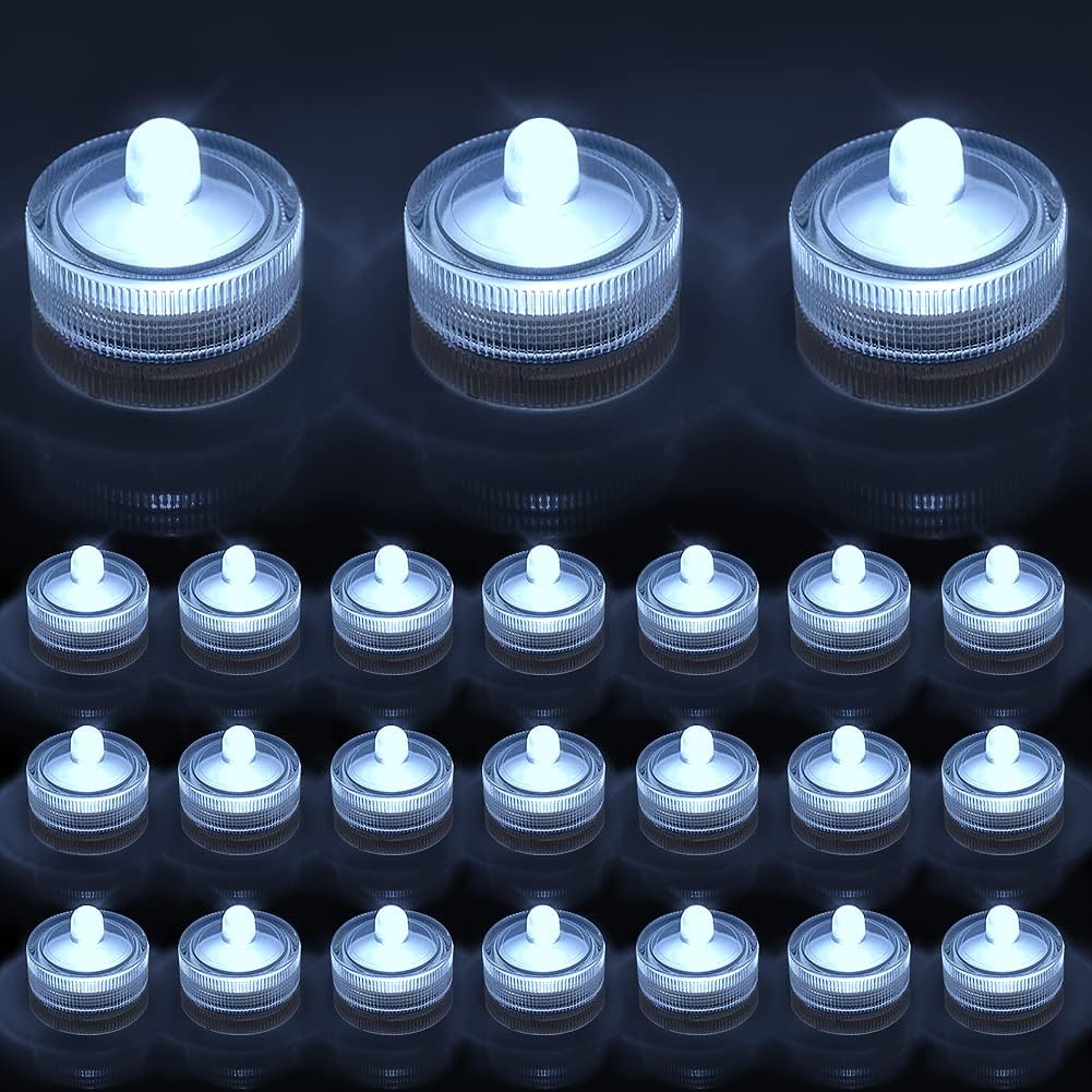 Rikiss Submersible Led Light, 24 pcs Waterproof Flameless