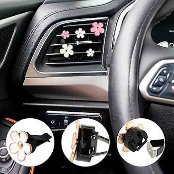 8er Set Gänseblümchen Auto Lufterfrischer - Schwarze Vent Clips Für Frischen Duft Im Auto