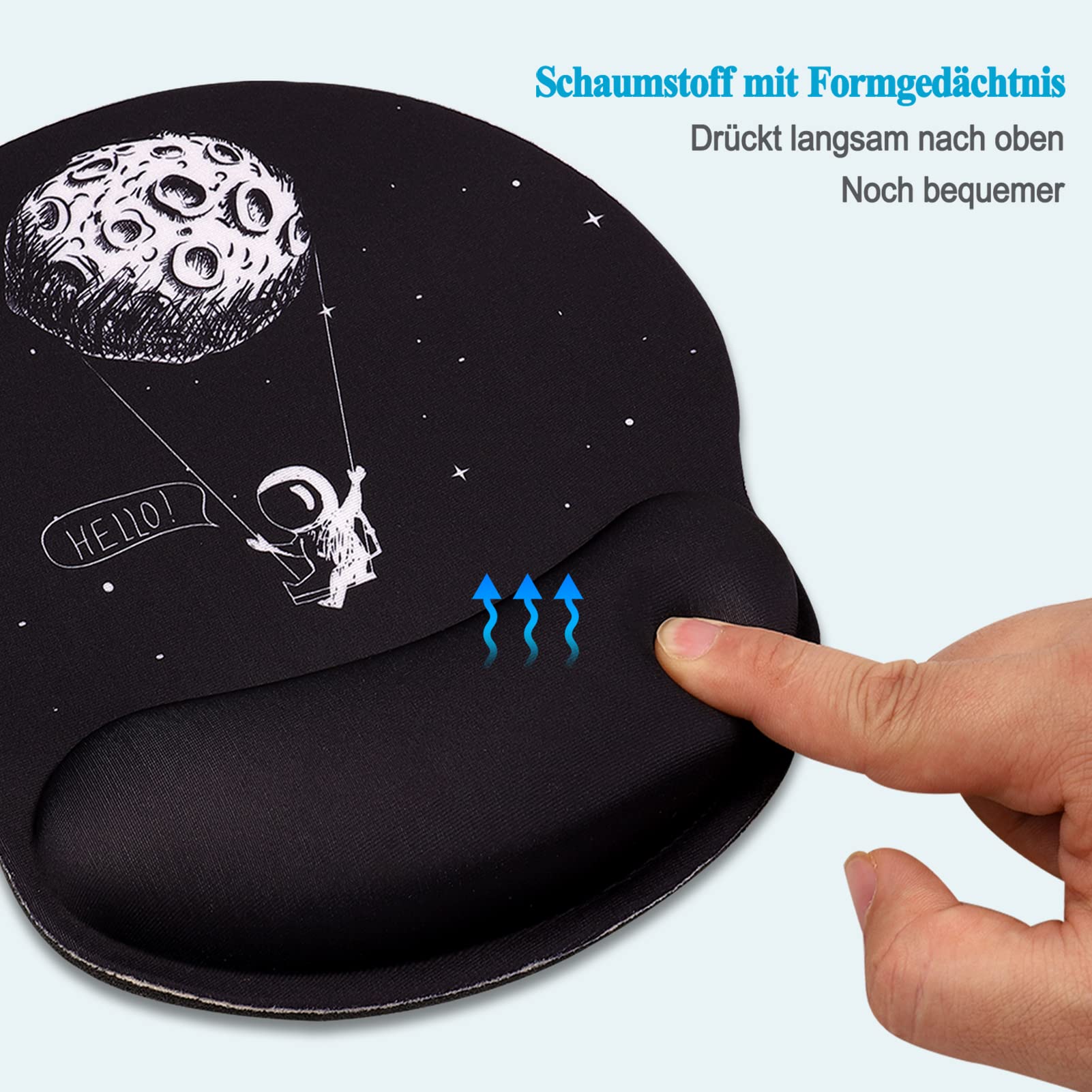 AOKSUNOVA Tappetino per il mouse ergonomico con cuscinetto in gel e tappetino per il mouse, con motivo in gel, colore nero