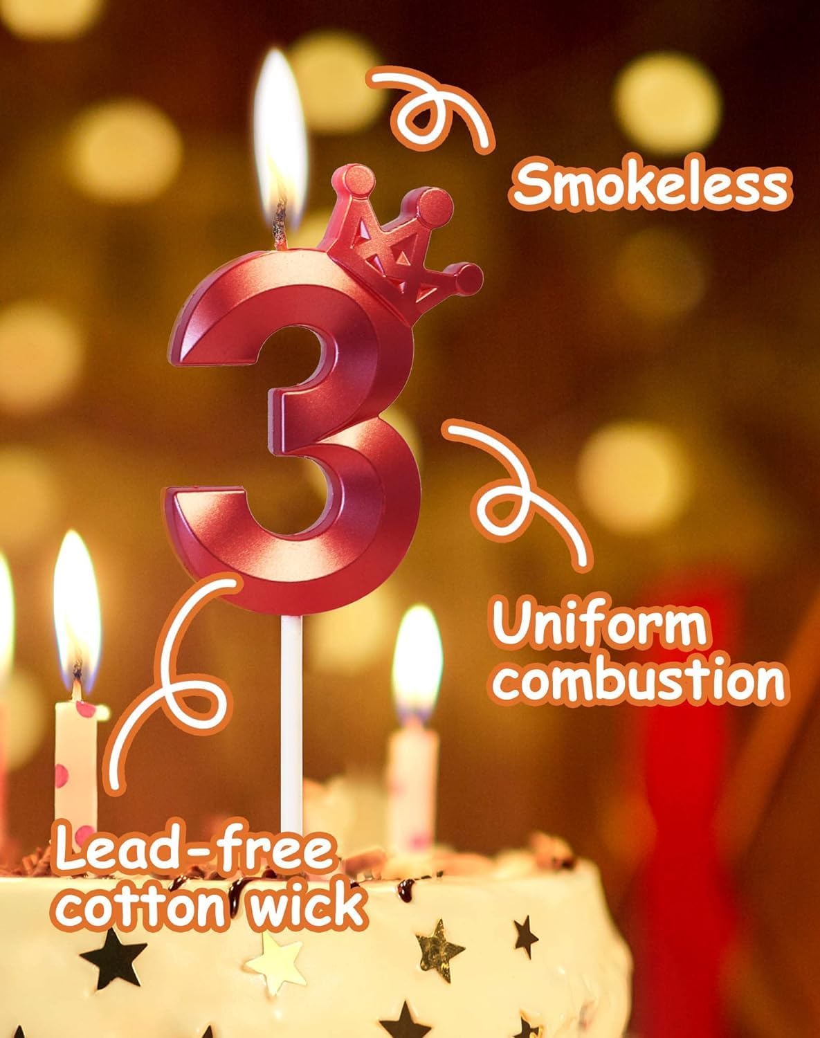 Pink Birthday Candles Number 14 Candle, Happy 18th Birthday Cake Topper, 3D Crown Number Candle Boys Girls, Birthday Decorations Pink, Cake Topper Décor image 4