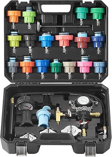 Miniatura 8 de 28 pcs Universal Radiator Pressure Tester Kit, Coolant Pressure Tester Kit with Manual Pump and Color-Coded Test Caps, Coolant Vacuum Refill kit for