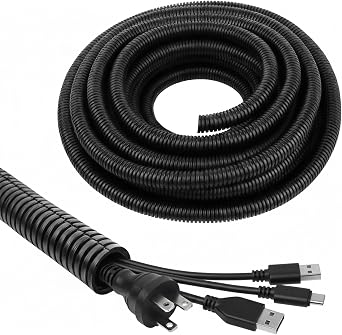 On1shelf Cable Tidy Sleeve - Black Conduit Split Plastic Flexible Cable Protector Tube Trunking 10mm x 10m, Outdoor Cable Protector, Conduit Trunking, Oil Resistant, High Mechanical Strength