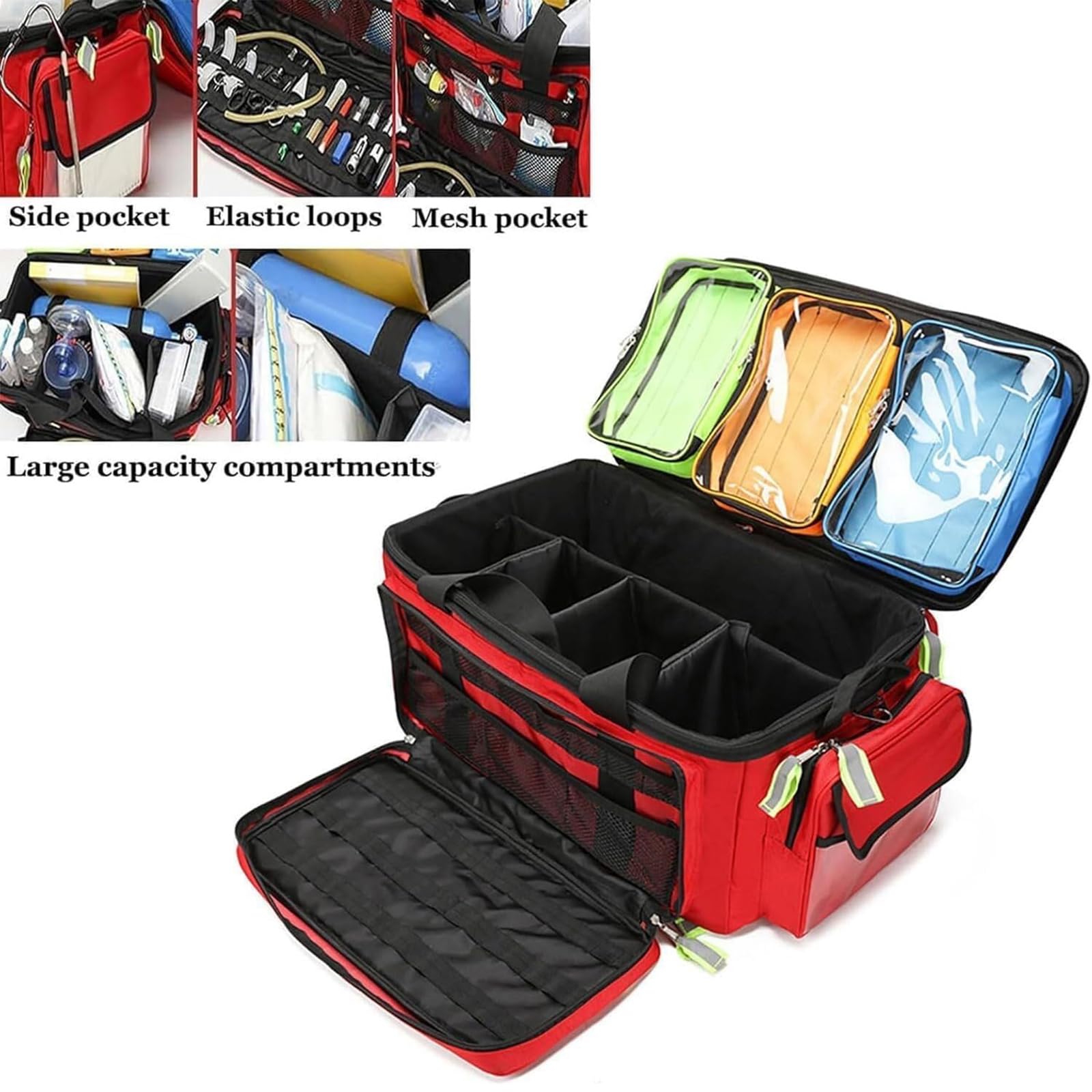 Große Erste-Hilfe-Tasche Für Pflegekräfte Und Ärzte, Rollbare Medizinische Tasche Mit Rollen, Herausnehmbaren Trennwänden Und Fächern, Für Die Häusliche Pflege, Ärzte Und Outdoor-wanderungen
