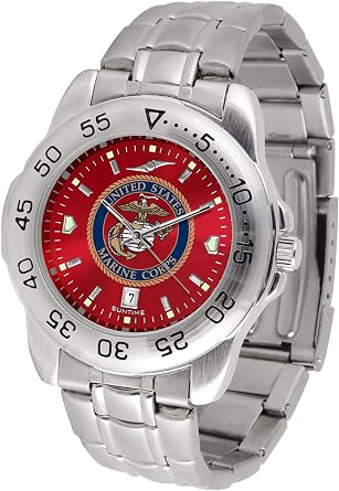 SunTime U.S. Marines Mens Sport Steel Watch - 43mm Case - 20mm Stainless Steel Band - Reflective Dial