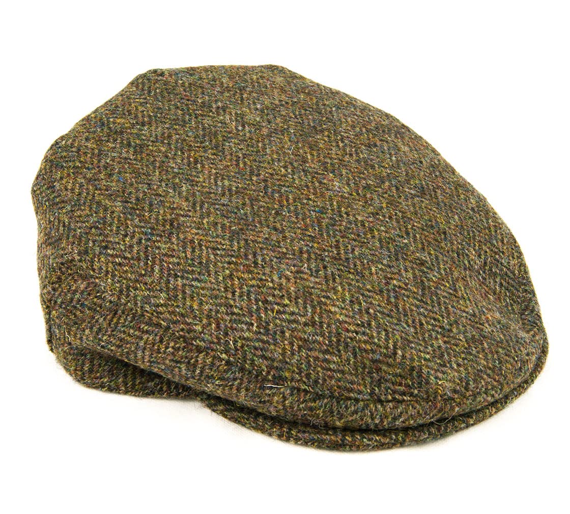 Lambland Men's Traditional Yorkshire Tweed Cotton Lined Flat Peaked Cap (as8, Alpha, l, x_l, Green)
