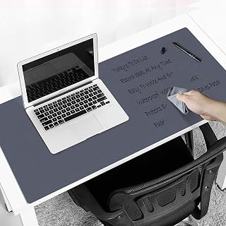 Dry Erase Desk Mat for Making Plans,27.5"x13.8" Writable & Erasable Desk Mouse Pad with 2 Markers & 2 Cloths,Waterproof Writing Desk Pad for Office Home School (Dark Gray)