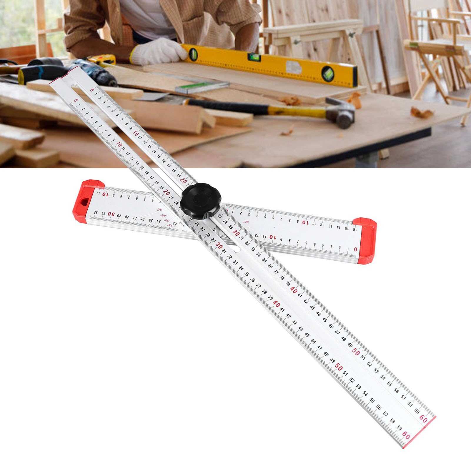 Attrezzo per squadra a T in cartongesso da 600 mm, squadra a T in alluminio 2 in 1 per layout e marcatura di edifici di carpenteria