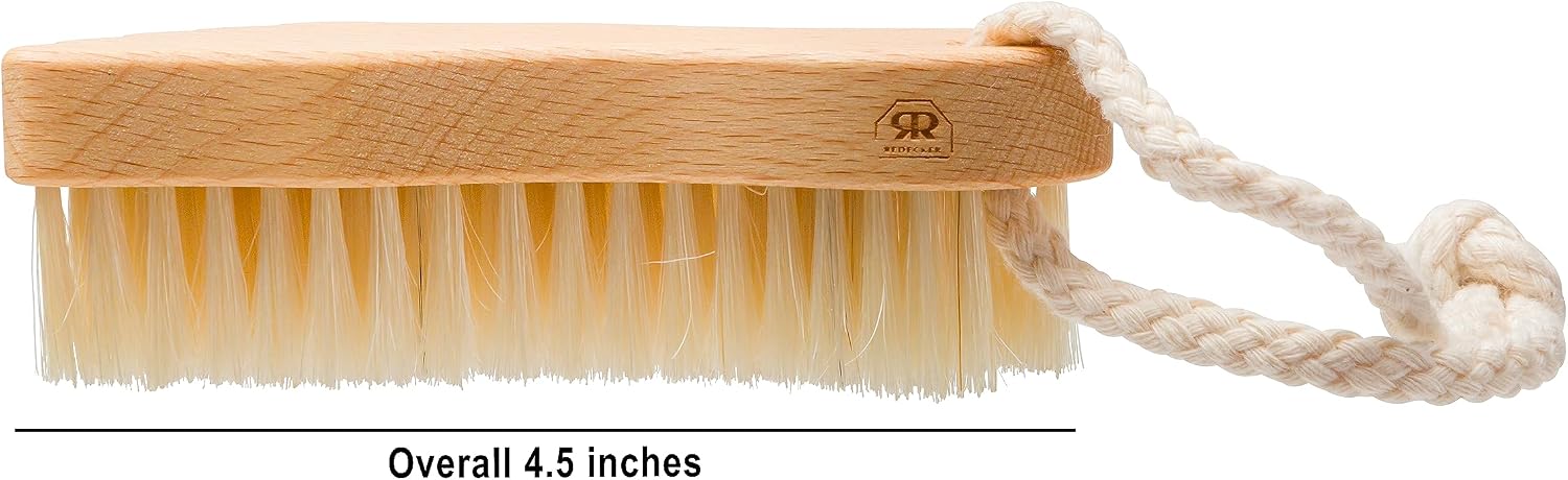 Redecker Children's Foot Brush, Natural Pig Bristle and Oiled Beechwood with Cotton Hanging Loop, Fun Foot-Shaped Design, Made in Germany
