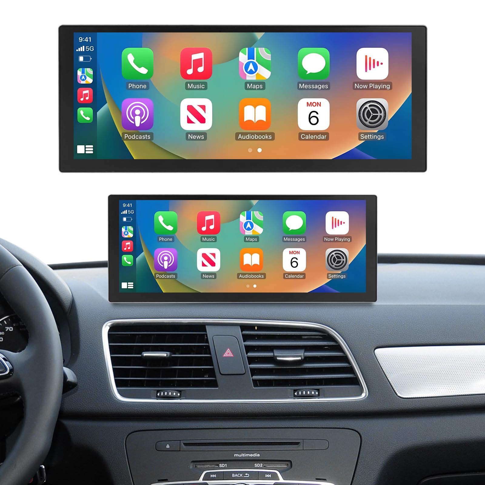 Radio samochodowe 10,25 cala z ekranem dotykowym, bezprzewodowym CarPlay i Android Auto do Audi Q3 z lat 2013-2018 z systemem 3G MMI/RMC, obsługuje MirrorLink, kamerę i nawigację